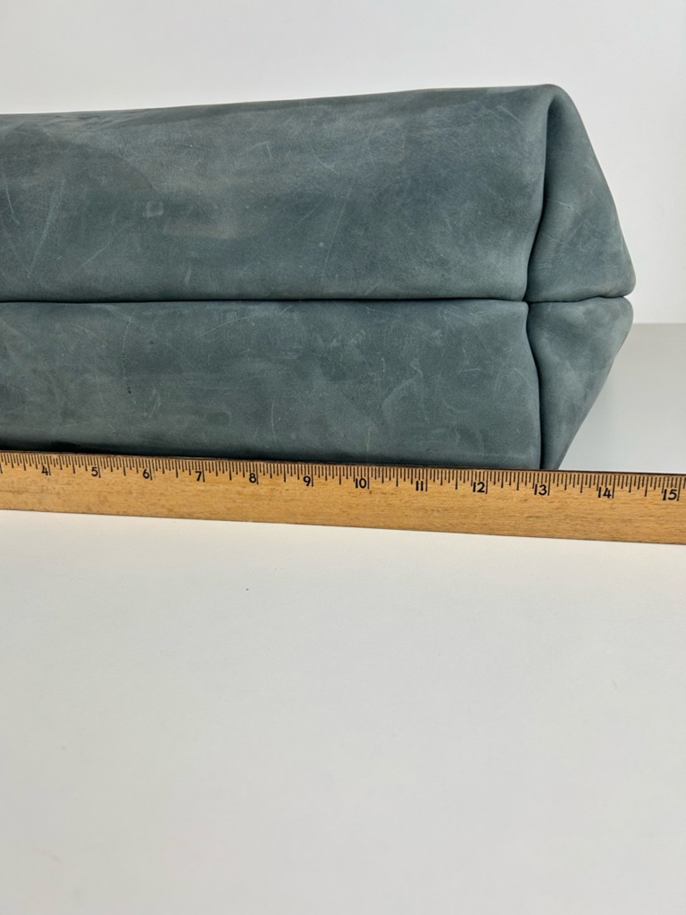 PORTLAND LEATHER LARGE SIZE SLATE BLUE GRAY TOTE BAG SHOULDER PURSE - Picture 4 of 13